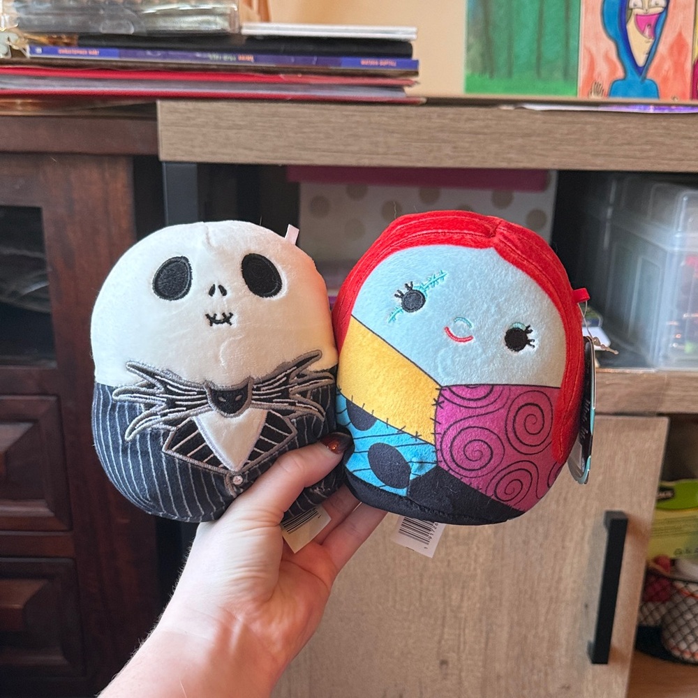 Squishmallows Jack and Sally Plush Duo - Black, Red, and Blue